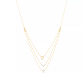 Diamonique Sterling Silver 14K GoldClad Clear CZ Three Row Layered Necklace. 18"